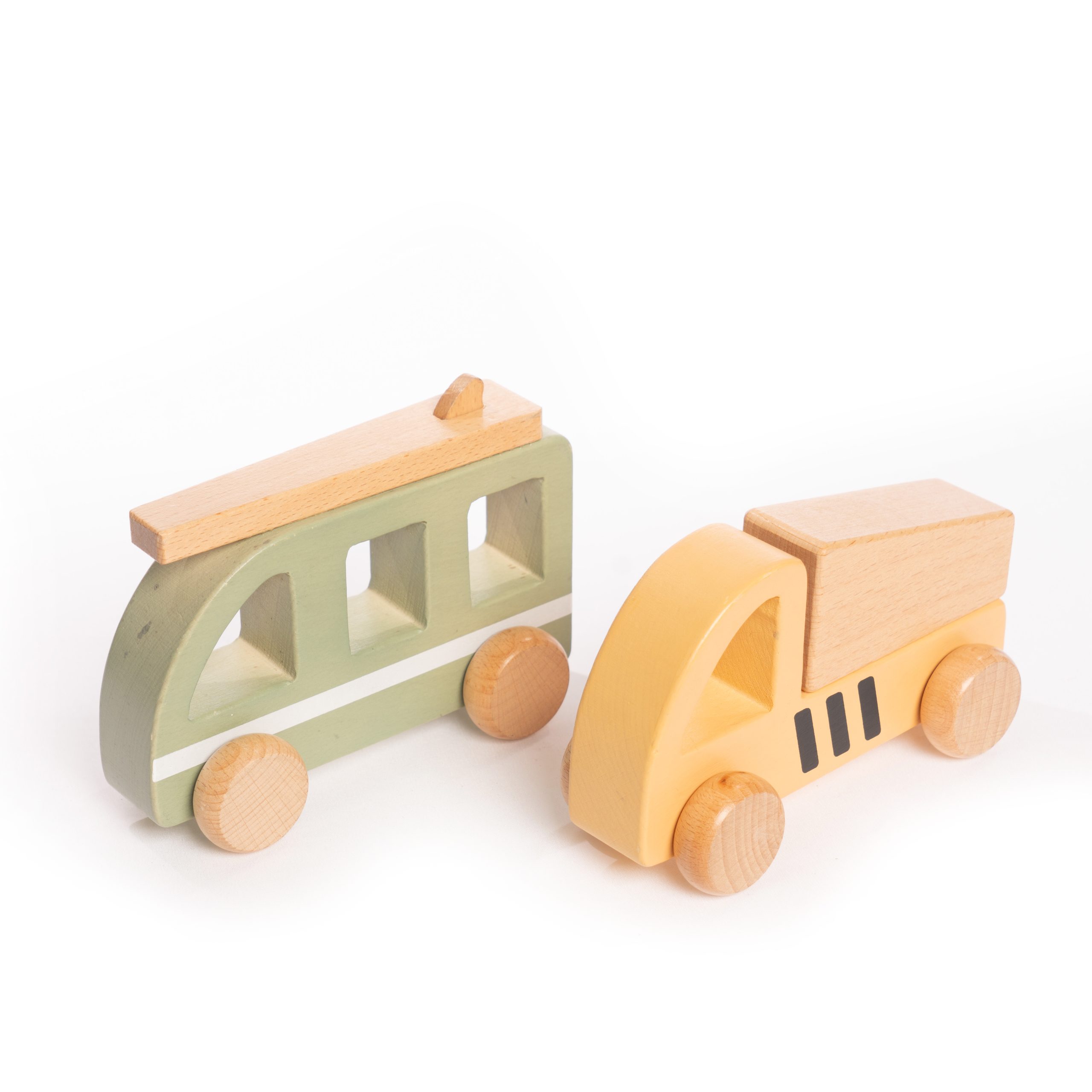Wooden Car Set (Campervan, Construction Truck) - Image 3