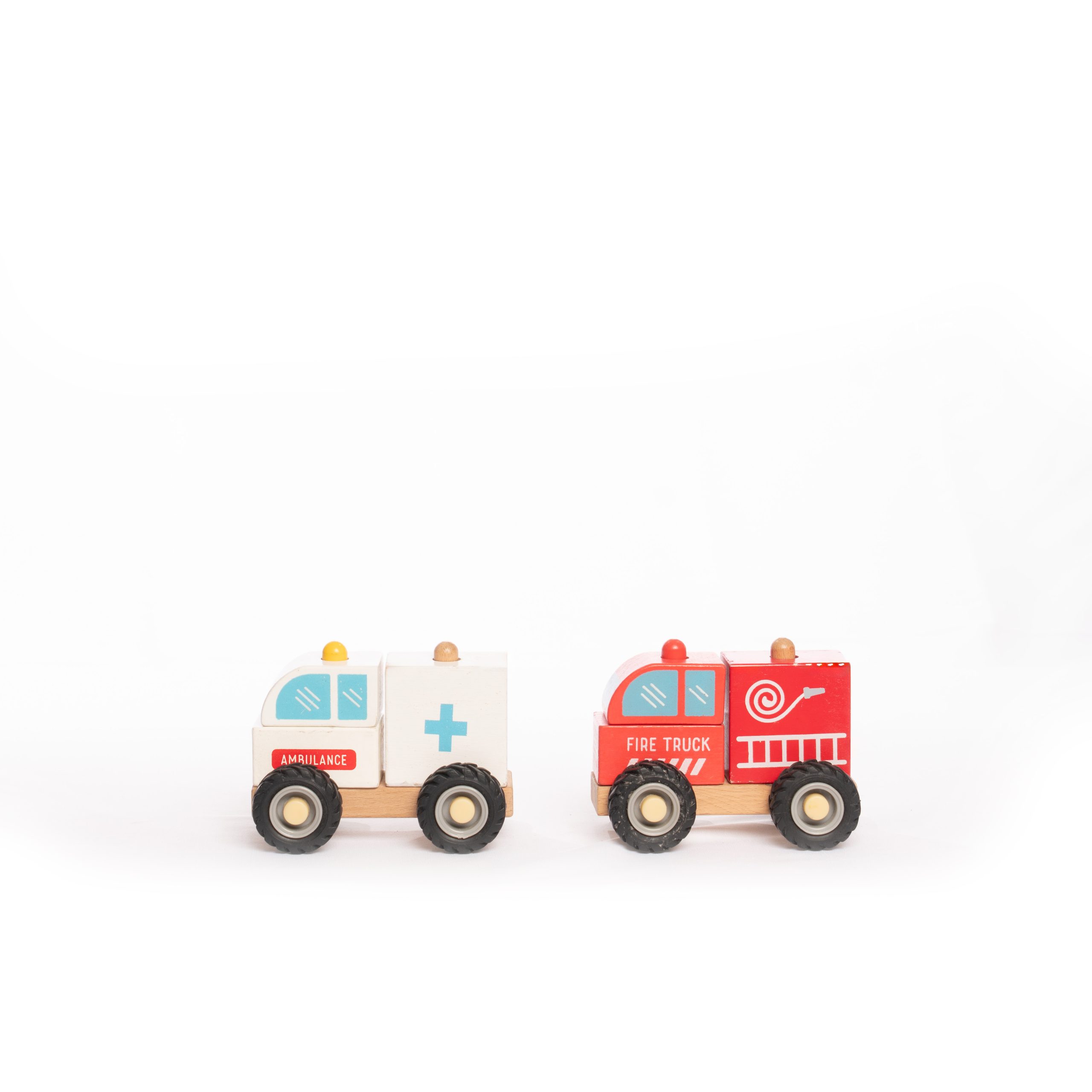 Wooden Car Set (Fire Truck, Ambulance)