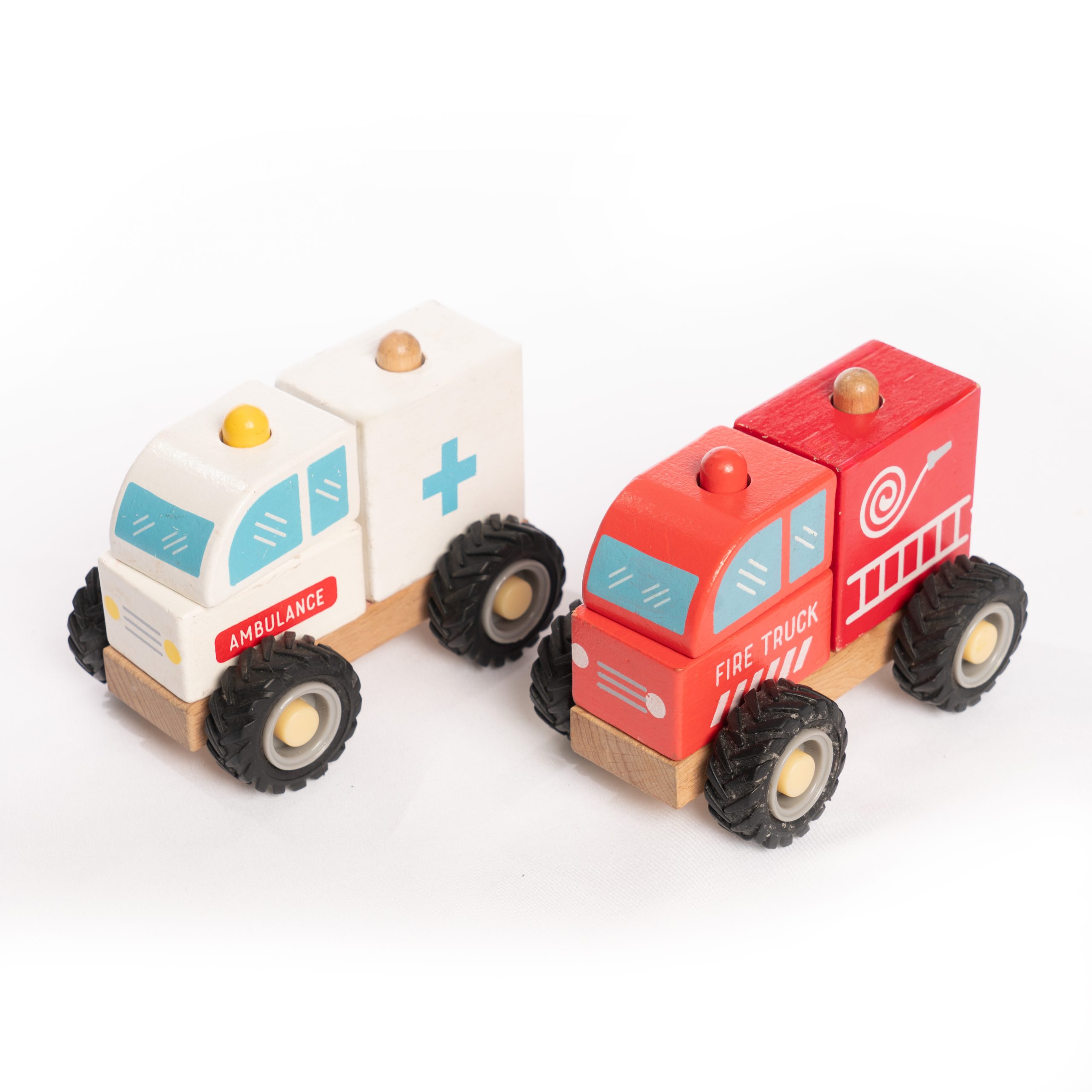 Wooden Car Set (Fire Truck, Ambulance) - Image 3
