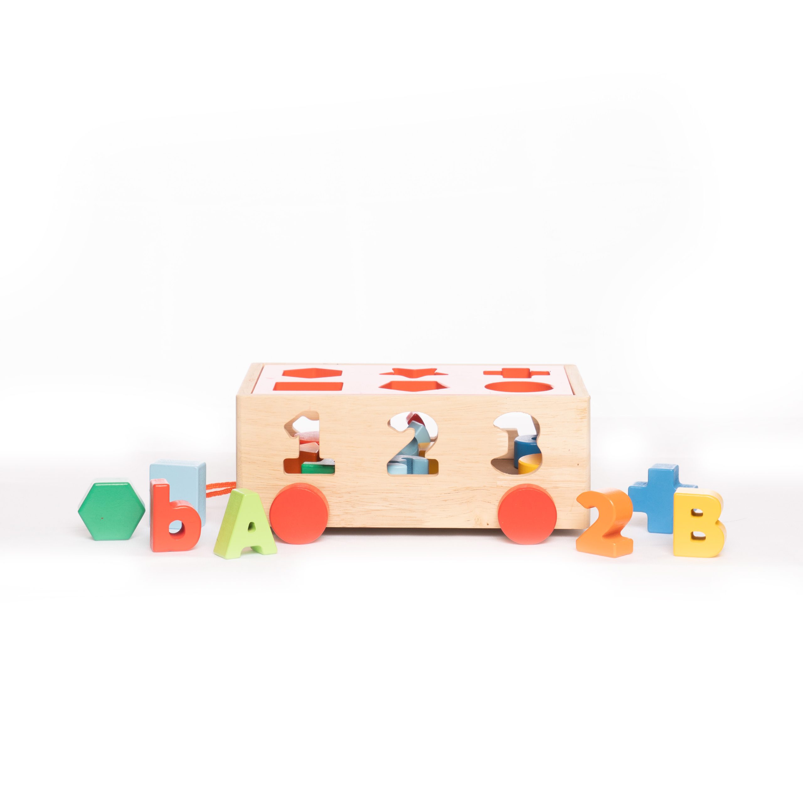 Wooden Shape Sorter Pull Along Toy
