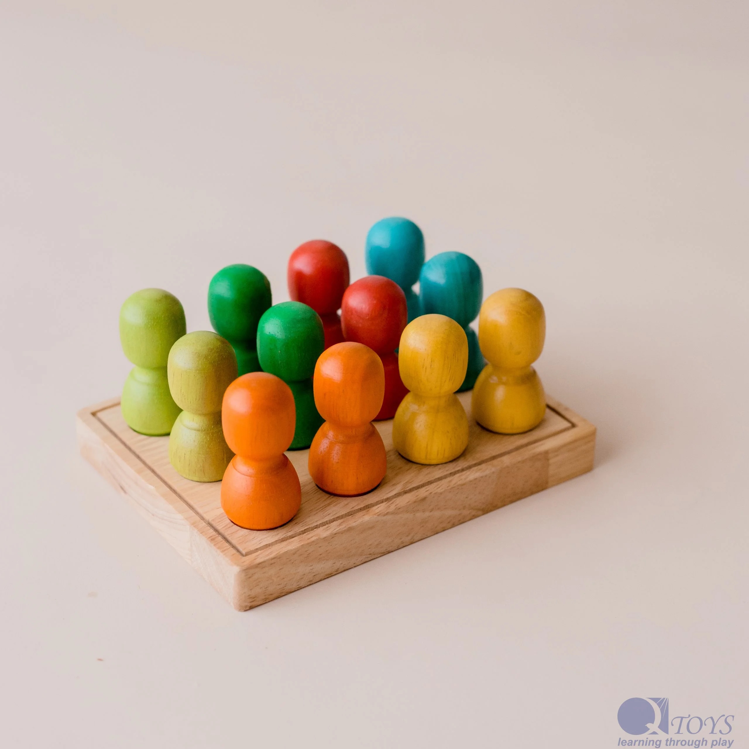 Large Rainbow people on wooden tray